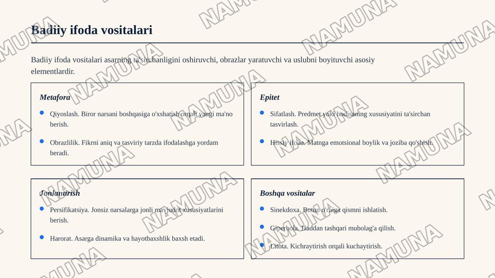 Badiiy uslub — zamonaviy taqdimot, 6-slayd
