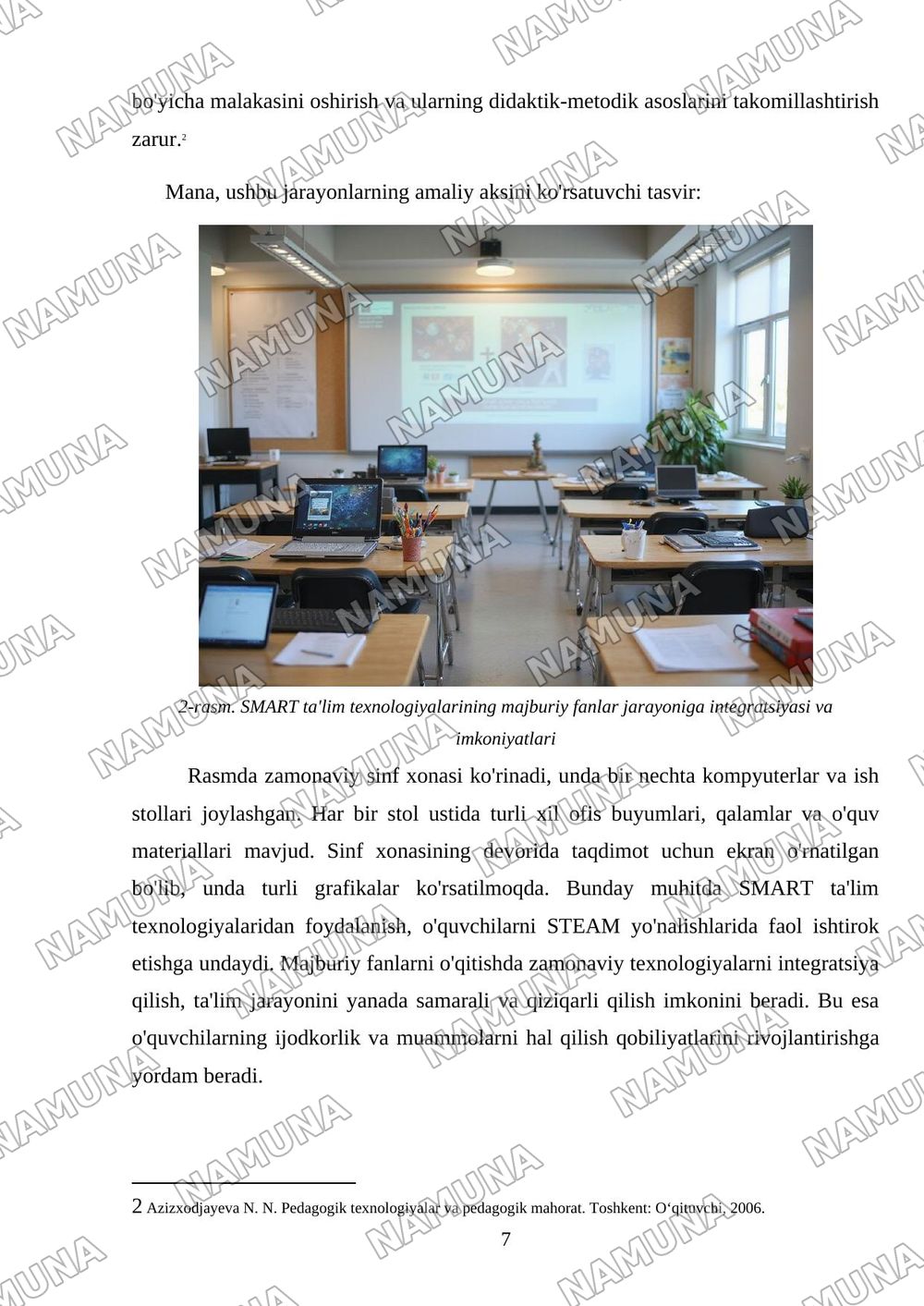 S6. Majburiy fanlarni o‘qitishda STEAM va SMART ta’lim texnologiyalaridan foydalanish metodikasi. — mustaqil ish, 7-varaq