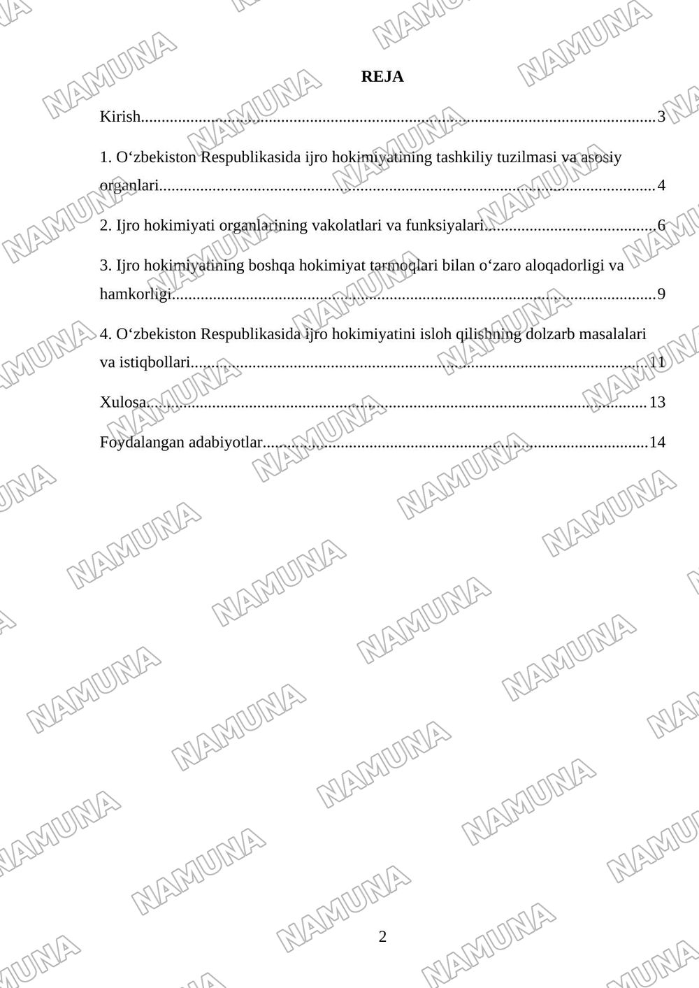 Oʻzbekiston respublikasida ijro hokimiyati — mustaqil ish, 2-varaq
