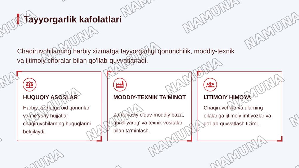 Chaqiruvchilarning harbiy xizmatga tayyorgarlik korishdagi kafolatlari — zamonaviy taqdimot, 4-slayd