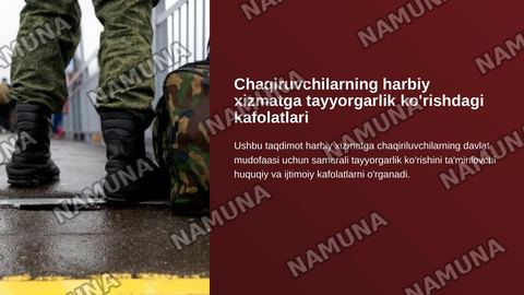 Chaqiruvchilarning harbiy xizmatga tayyorgarlik korishdagi kafolatlari — zamonaviy taqdimot