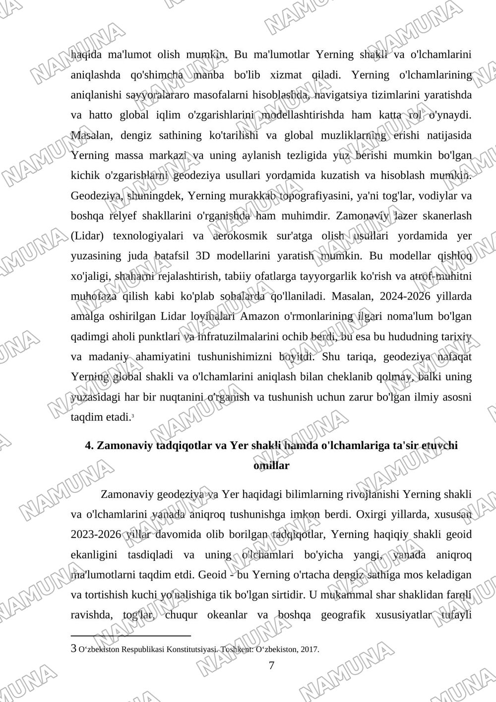 Yerning shakli va õlchamlari. — referat, 7-varaq