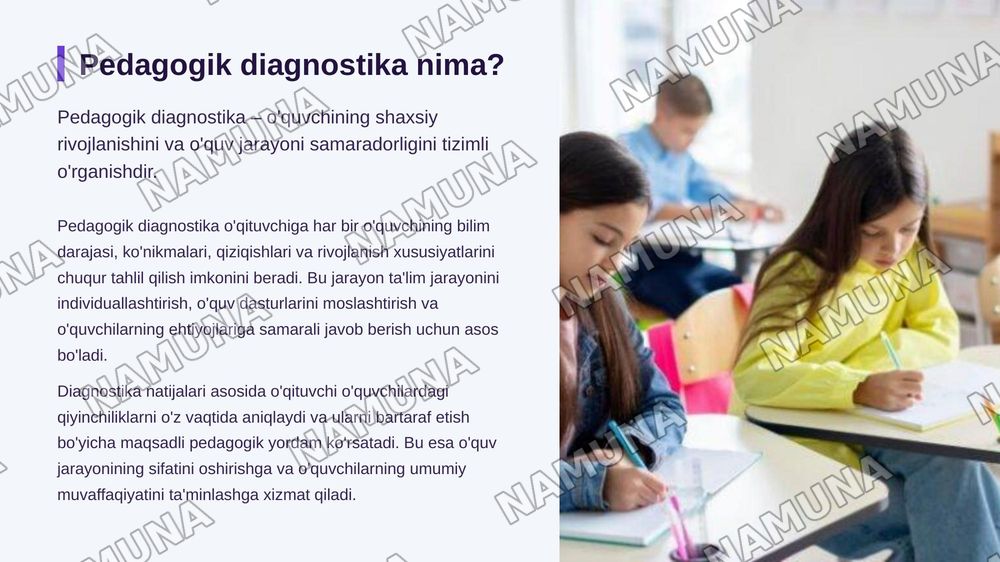 Pedagogik diagnostika jarayonida o'qituvchi faoliyatining mazmuni — zamonaviy taqdimot, 3-slayd