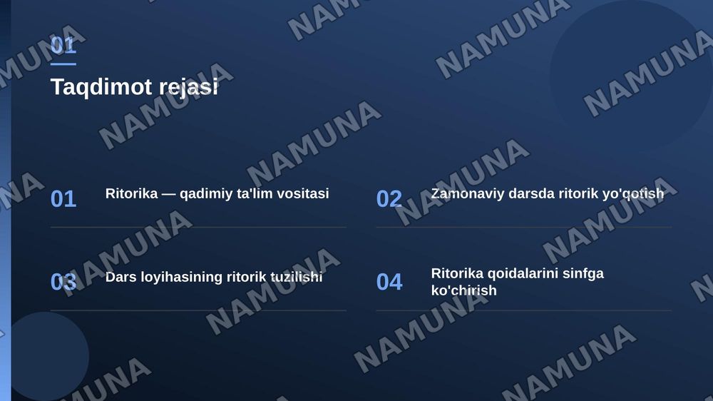 Mumtoz ritorika qoidalarini dars loyihasiga tatbiq etish — zamonaviy taqdimot, 2-slayd