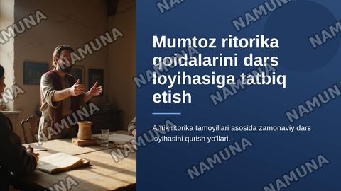 Mumtoz ritorika qoidalarini dars loyihasiga tatbiq etish — zamonaviy taqdimot