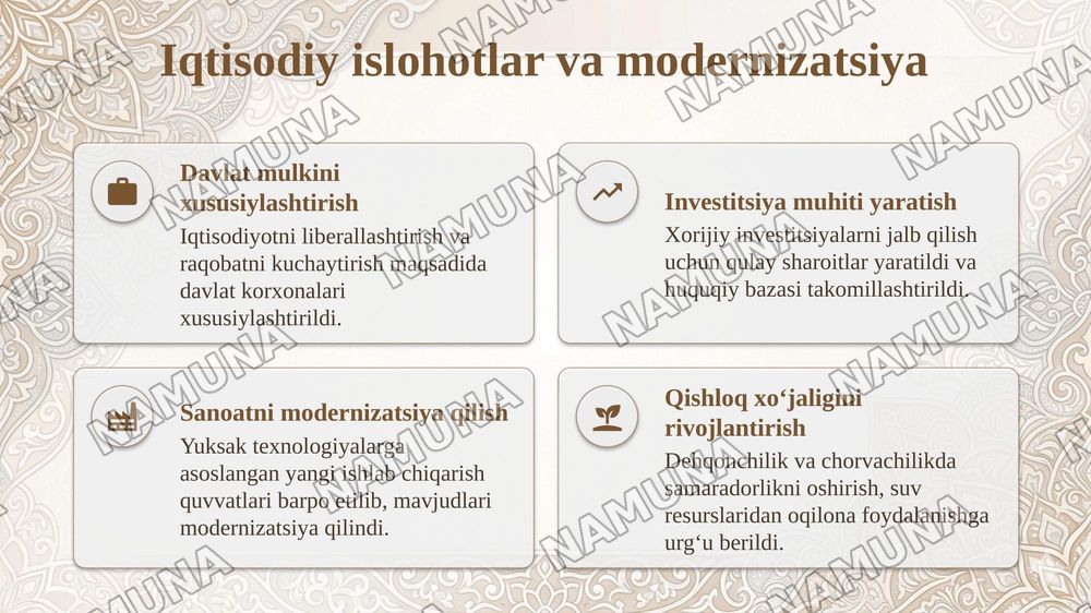 Oʻzbekistonning oʻziga xos istiqlol va taraqqiyot yoʻli — taqdimot, 5-slayd