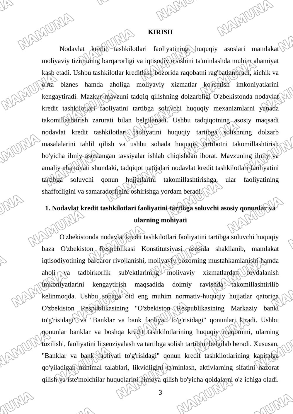 Nobank kredit tashkilotlari faoliyatini tartibga soluvchi qonun hujjatlari qaysilar? — mustaqil ish, 3-varaq