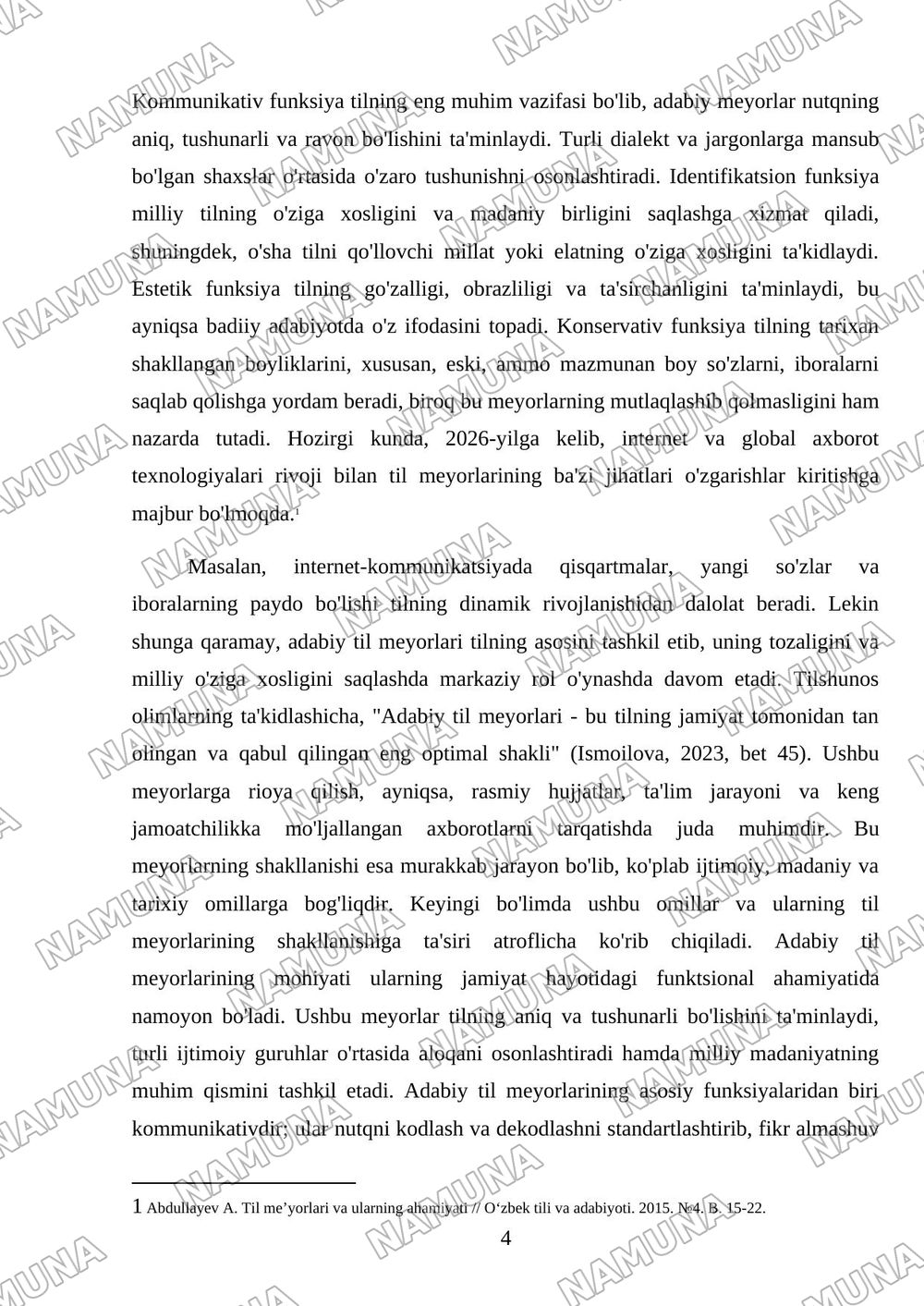 Adabiy til meyorlari haqida — mustaqil ish, 4-varaq