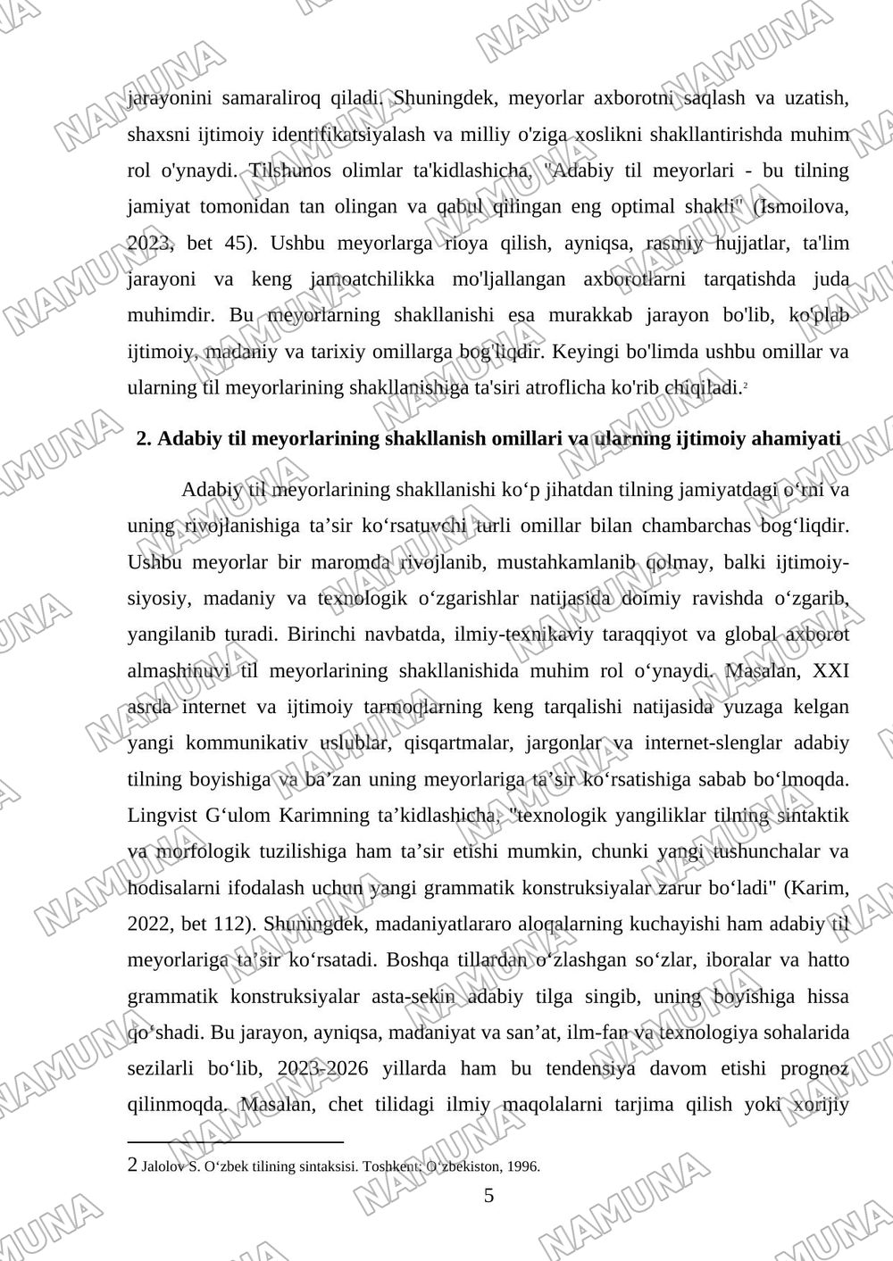 Adabiy til meyorlari haqida — mustaqil ish, 5-varaq