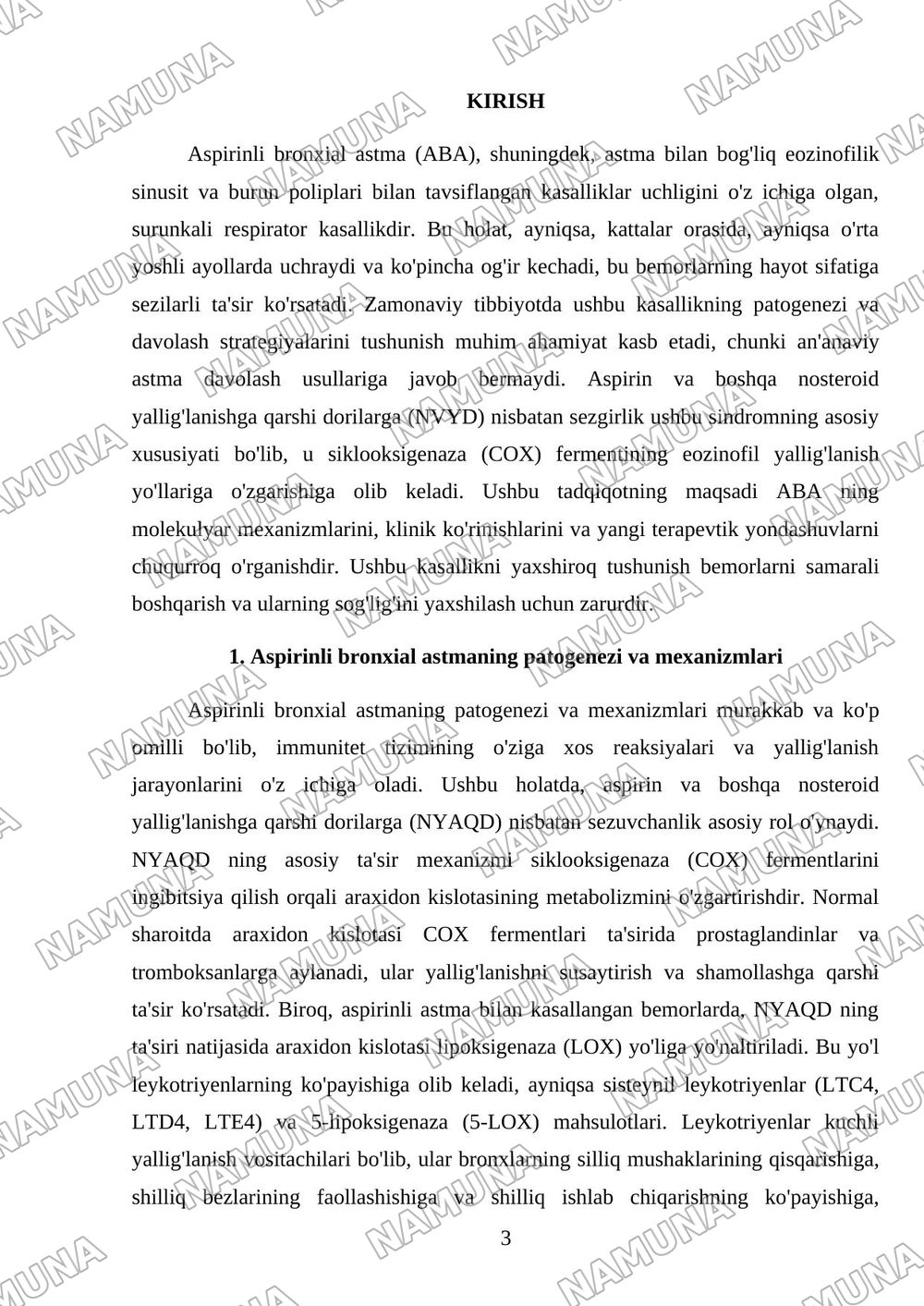 Aspirinli Bronxial astma — mustaqil ish, 3-varaq