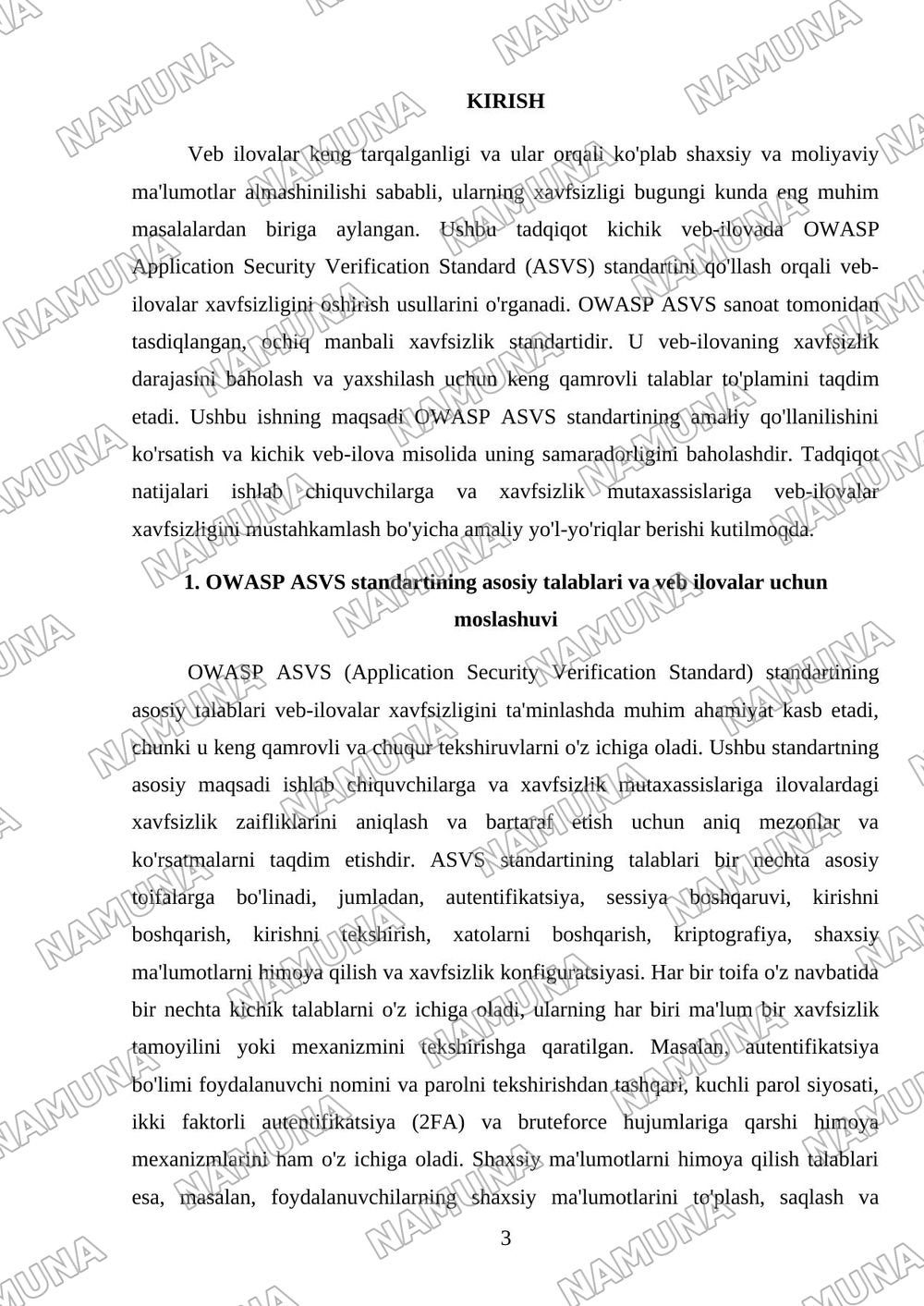 Security Engineering: kichik veb ilovada OWASP ASVS standartini qo'llash; — mustaqil ish, 3-varaq
