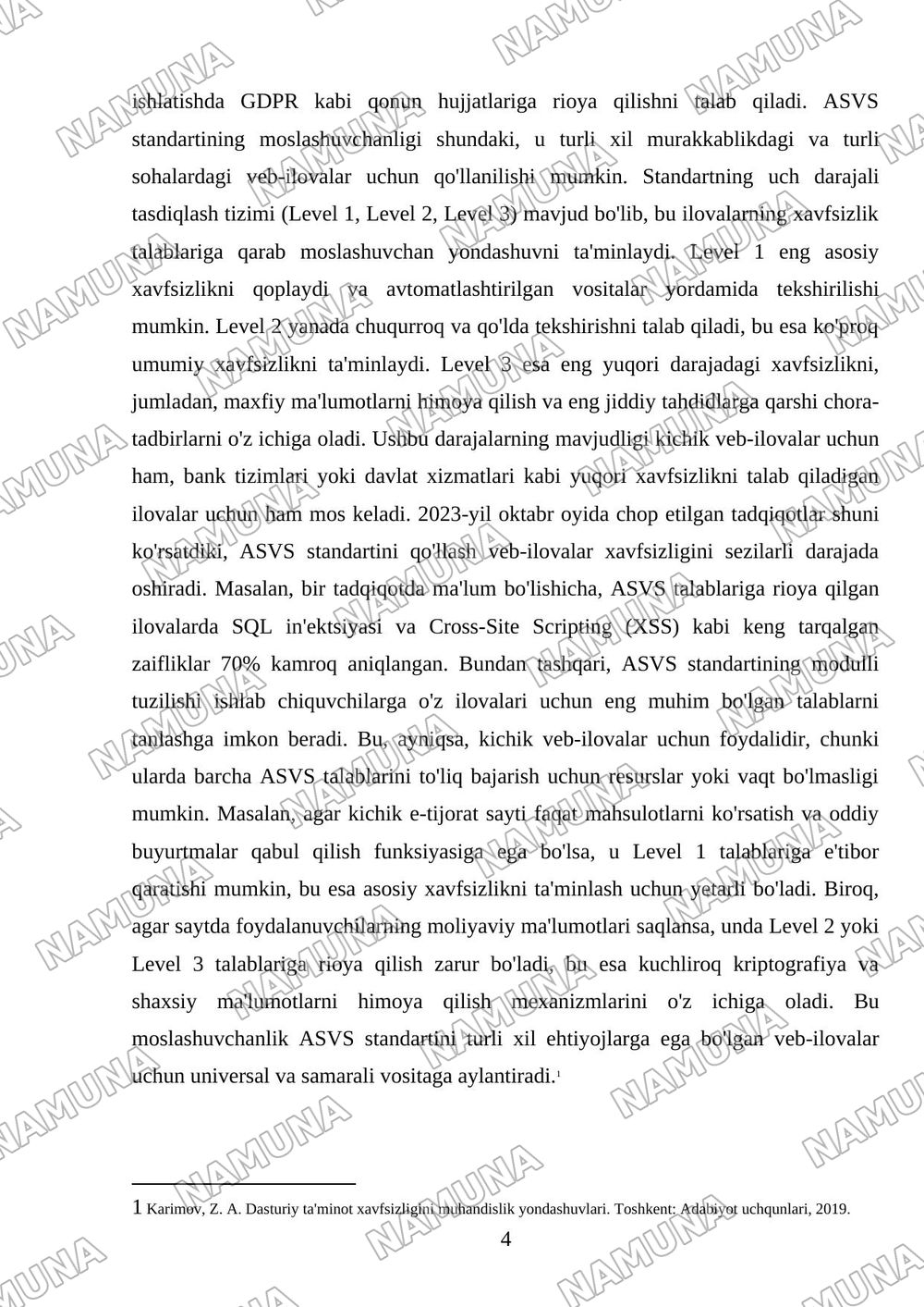Security Engineering: kichik veb ilovada OWASP ASVS standartini qo'llash; — mustaqil ish, 4-varaq