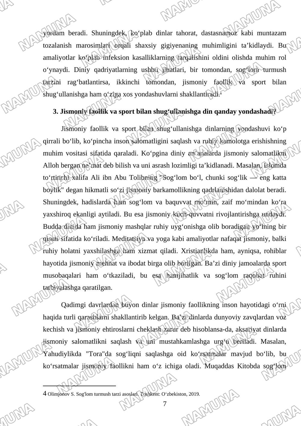 Din va sog'lom turmush tarzi — mustaqil ish, 7-varaq