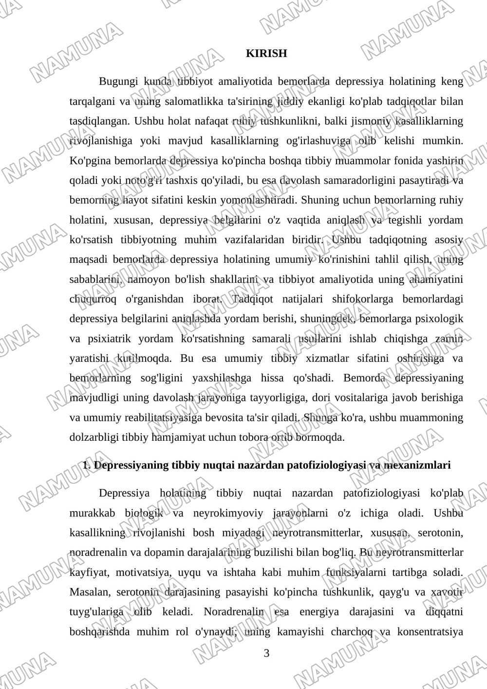 Bemorlarda depressiya holati. — referat, 3-varaq