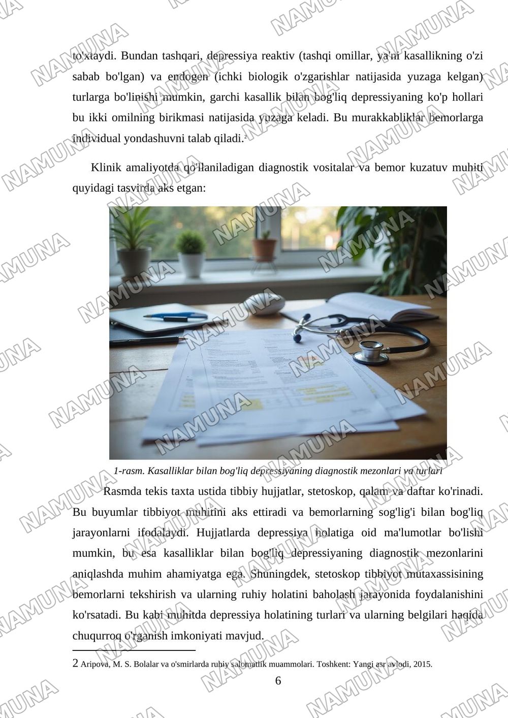 Bemorlarda depressiya holati. — referat, 6-varaq