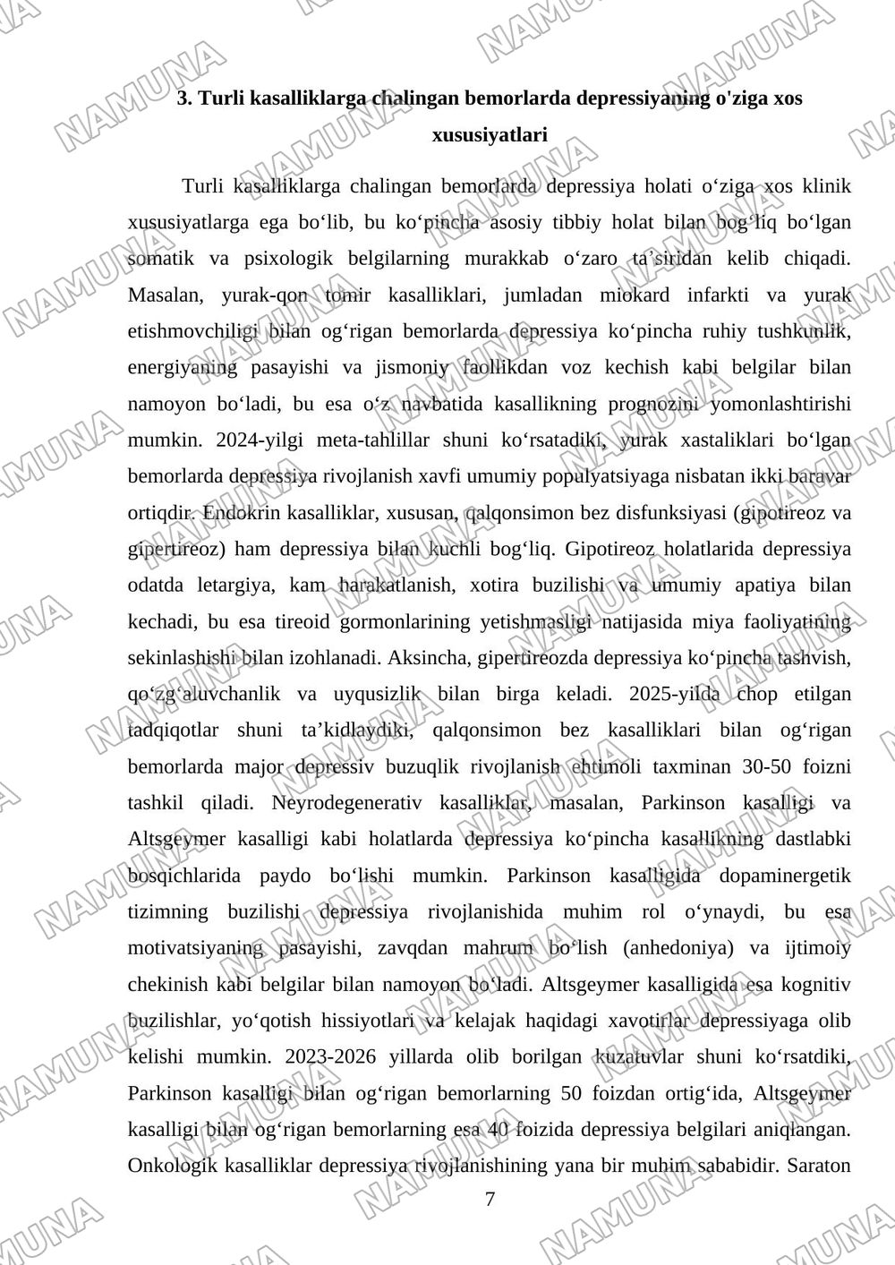 Bemorlarda depressiya holati. — referat, 7-varaq