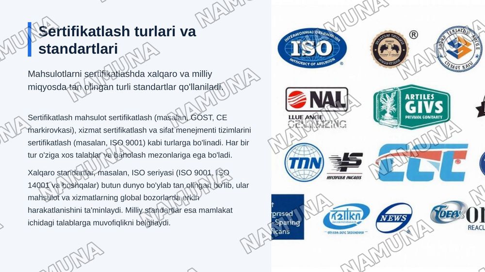 Maxsulot sifati. 
Baxolash usullari, sertifikatlash va sifatni boshqarish tizimi. — zamonaviy taqdimot, 8-slayd