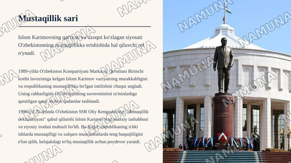 "Oqsaroy" majmuosiga sayohat va islom karimov faoliyati — zamonaviy taqdimot, 5-slayd
