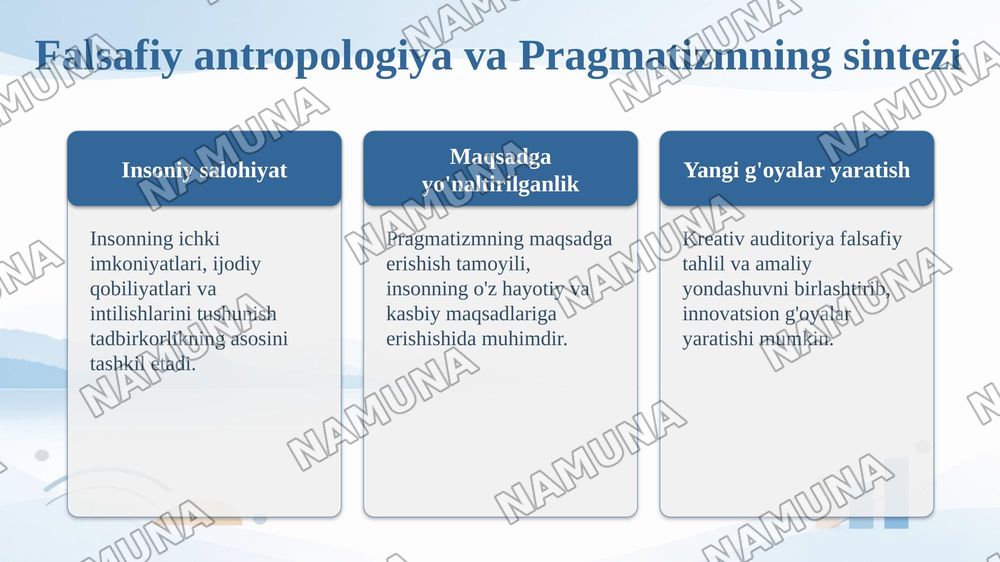 Inson falsafasi(falsafiy antropologiya)
Pragmatizm-tadbirkorlik falsafasi — taqdimot, 7-slayd