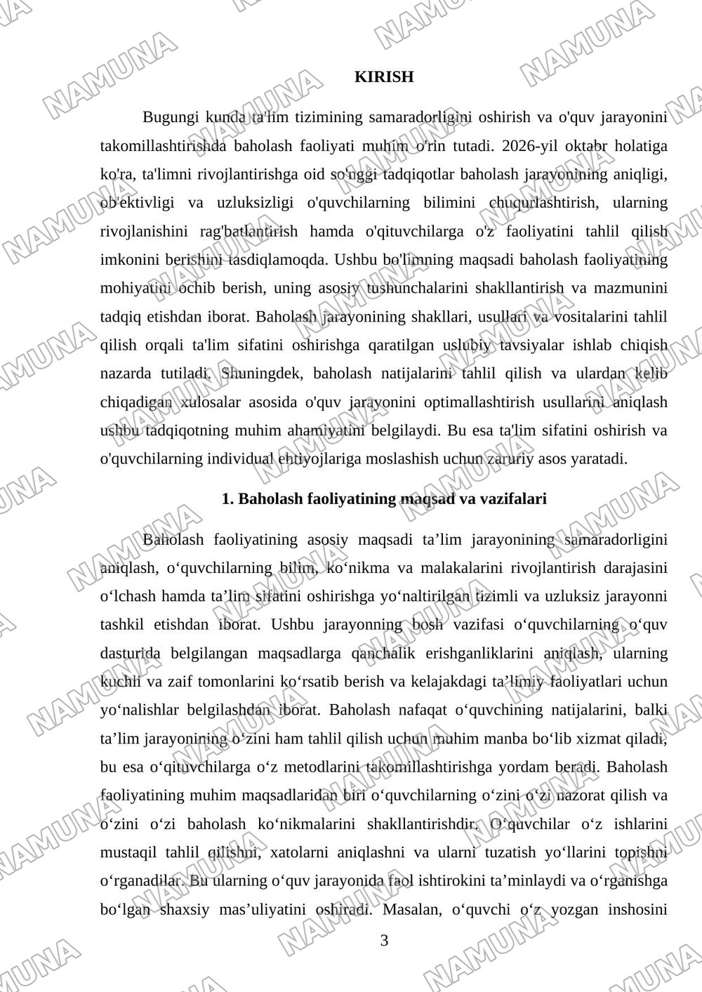 Baholaah faoliyati tushunchasi va mazmuni — mustaqil ish, 3-varaq