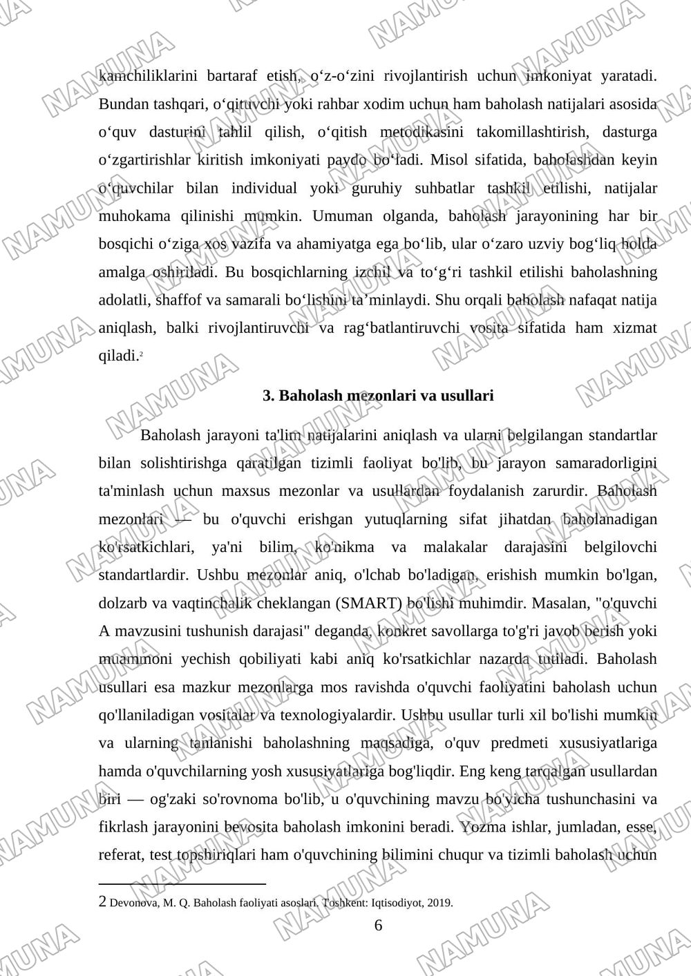 Baholaah faoliyati tushunchasi va mazmuni — mustaqil ish, 6-varaq