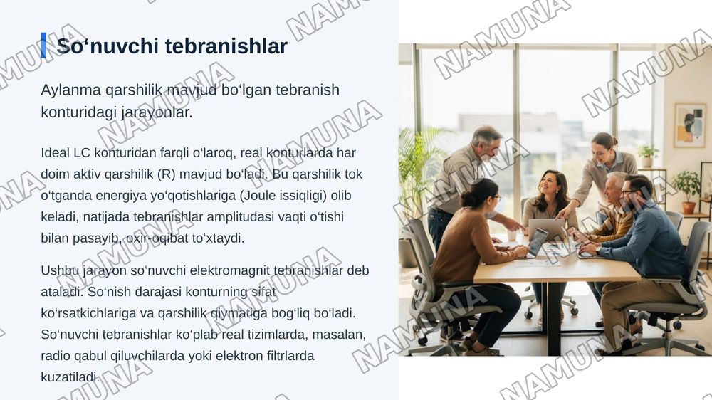 Elektromagnit tebranishlar. Xususiy so‘nmas elektromagnit tebranishlar. Xususiy so‘nuvchi elektromagnit tebranishlar. Majburiy elektromagnit tebranishlar. Maksvell tenglamalari. Maksvellning birinchi va ikkinchi tenglamalari. Elektromagnit maydon. Maksvell tenglamalari sistemasi. Elektromagnit to‘lq — zamonaviy taqdimot, 7-slayd