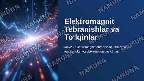 Elektromagnit tebranishlar. Xususiy so‘nmas elektromagnit tebranishlar. Xususiy so‘nuvchi elektromagnit tebranishlar. Majburiy elektromagnit tebranishlar. Maksvell tenglamalari. Maksvellning birinchi va ikkinchi tenglamalari. Elektromagnit maydon. Maksvell tenglamalari sistemasi. Elektromagnit to‘lq — zamonaviy taqdimot