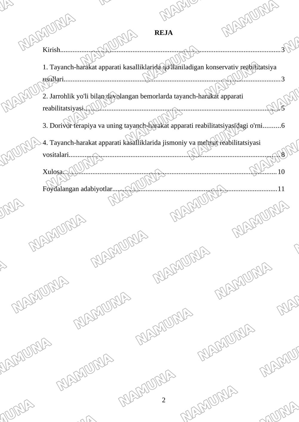 Tayanch-harakat apparati kasalliklarida reabilitatsiya usullari. — referat, 2-varaq