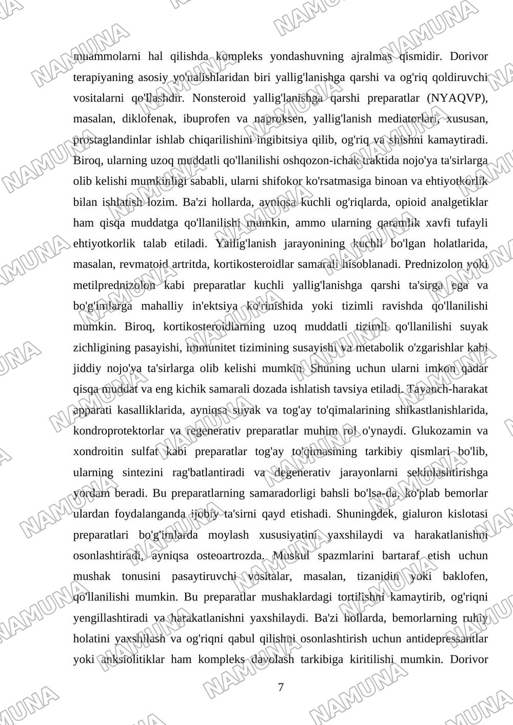 Tayanch-harakat apparati kasalliklarida reabilitatsiya usullari. — referat, 7-varaq