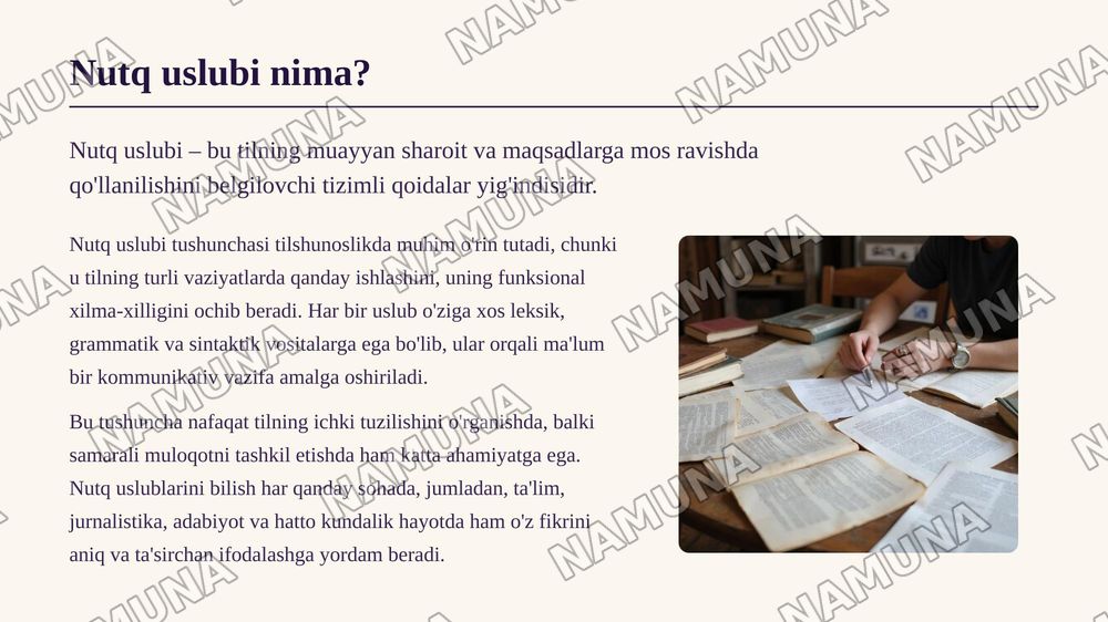 Badiiy soʻzlashuv rasmiy ilmiy ommabop nutq uslublarini tavsiflash — zamonaviy taqdimot, 3-slayd