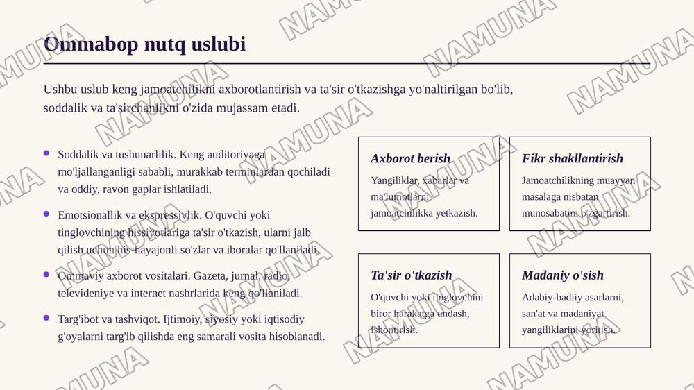 Badiiy soʻzlashuv rasmiy ilmiy ommabop nutq uslublarini tavsiflash — zamonaviy taqdimot, 7-slayd