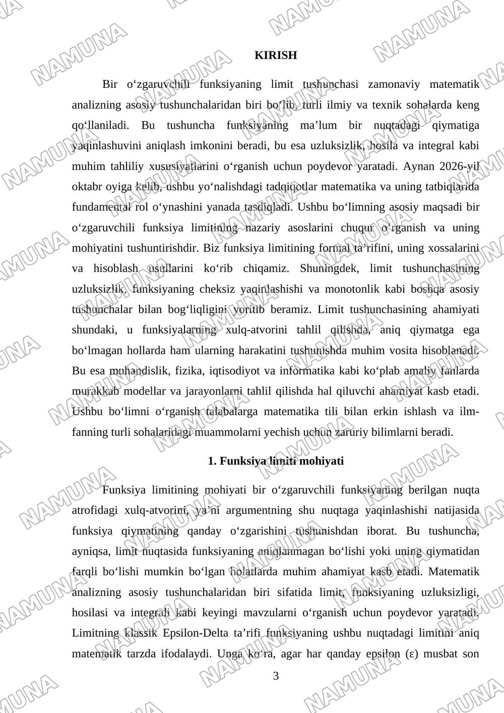 Bir oʻzgaruvchili funktsiyaning limiti — mustaqil ish, 3-varaq