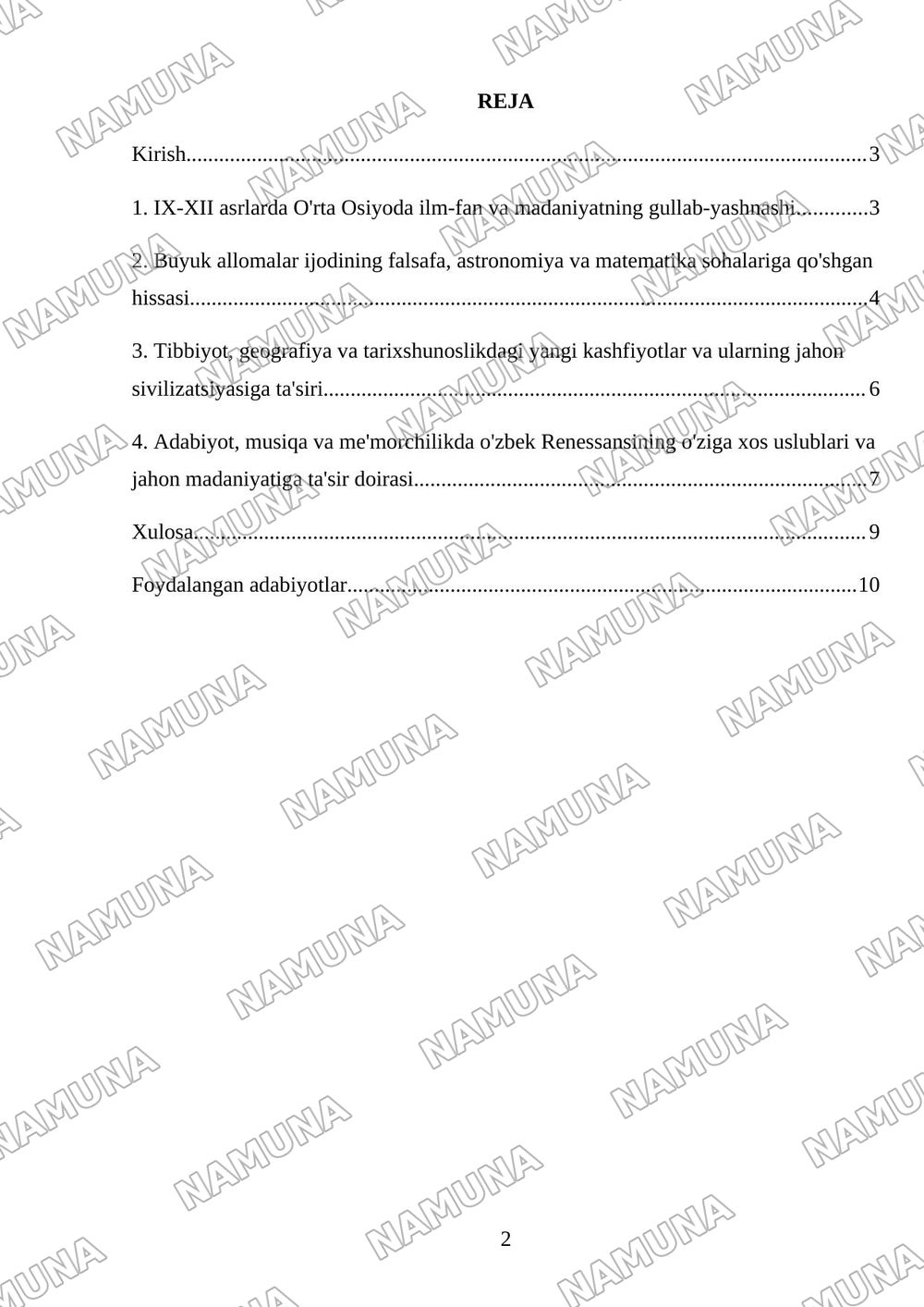 IX-XII Asrlarda mamlakatimiz hududida roʻy bergan madaniy uygʻonish ( Renessans ) Buyuk allomalarning jahon sivilizatsiyasiga qoʻshgan hissasi — mustaqil ish, 2-varaq