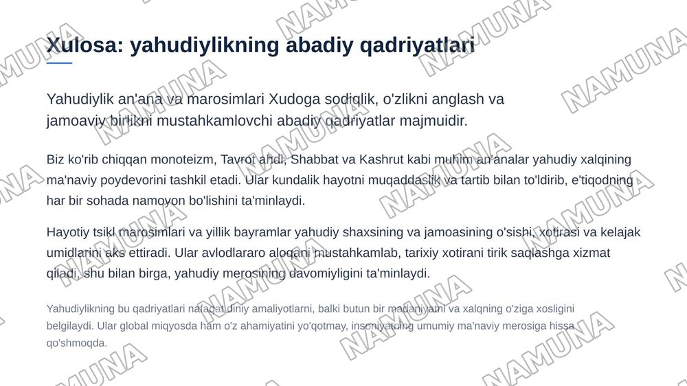 Yahudiylik talimoti an'ana va marosimlari — zamonaviy taqdimot, 7-slayd