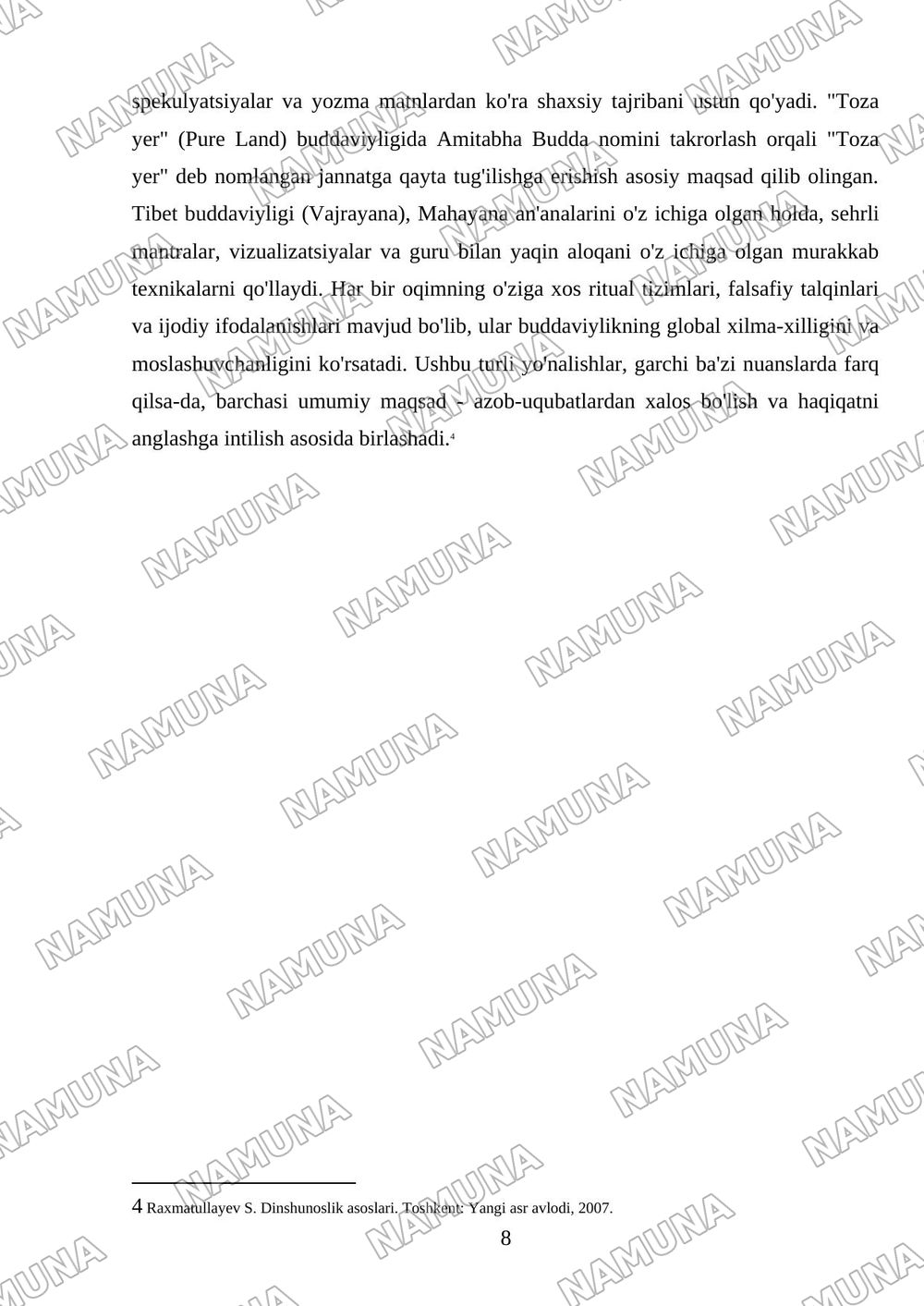 Buddaviylik dinining paydo bolishi tarixi,asosiy ta'limotlari,oqimlar va manbalari — mustaqil ish, 8-varaq