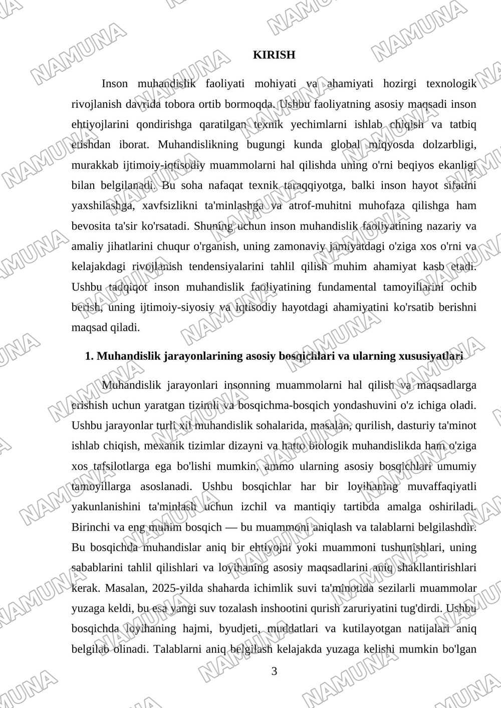 Inson muxandislik faoliyati bilan bog‘liq bo‘lgan jarayonlar — mustaqil ish, 3-varaq