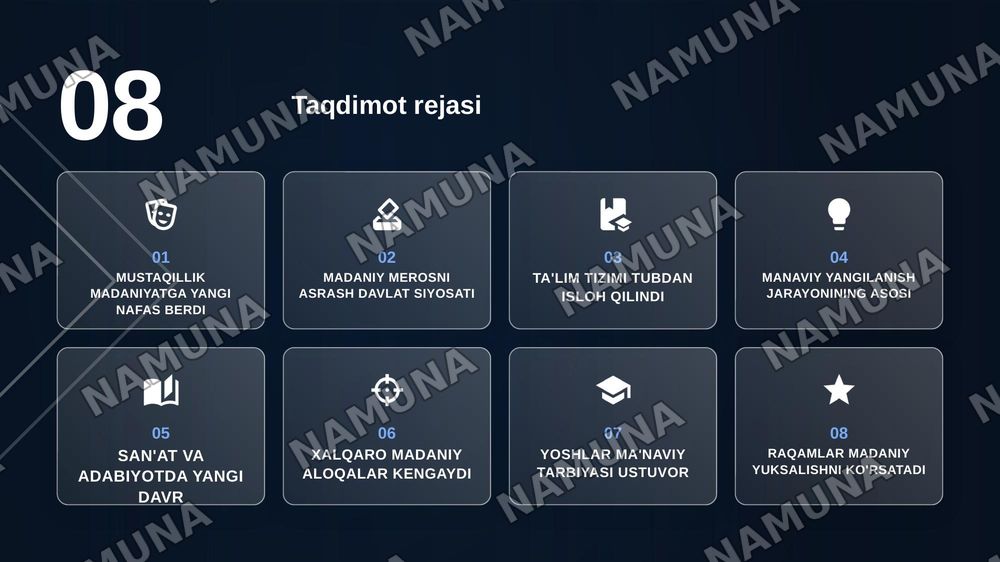 Mustaqillik yillarida madaniy marifiy sohadagi oʻzgarishlar.Manaviy yangilanish jarayonlari — zamonaviy taqdimot, 2-slayd