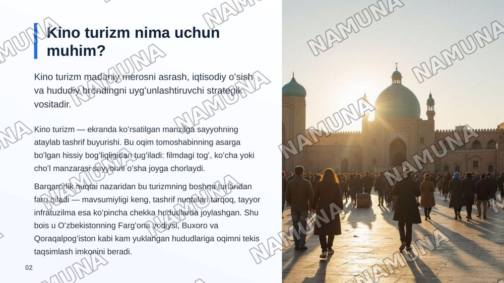Barqarorlik kontekstida kino turizmning strategik ahamiyati — zamonaviy taqdimot, 3-slayd