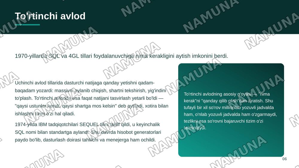 Dasturlash tillarining avlodlari va rivojlanish bosqichlari — zamonaviy taqdimot, 7-slayd