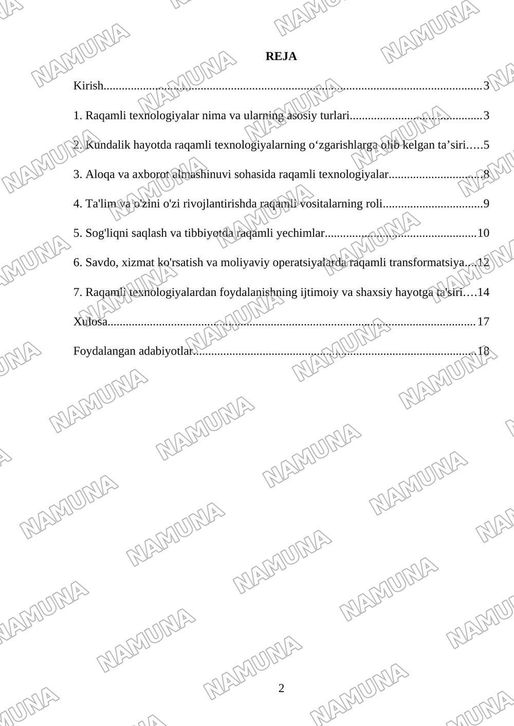 Raqamli texnologiyalarning kundalik hayotdagi o‘rni — mustaqil ish, 2-varaq