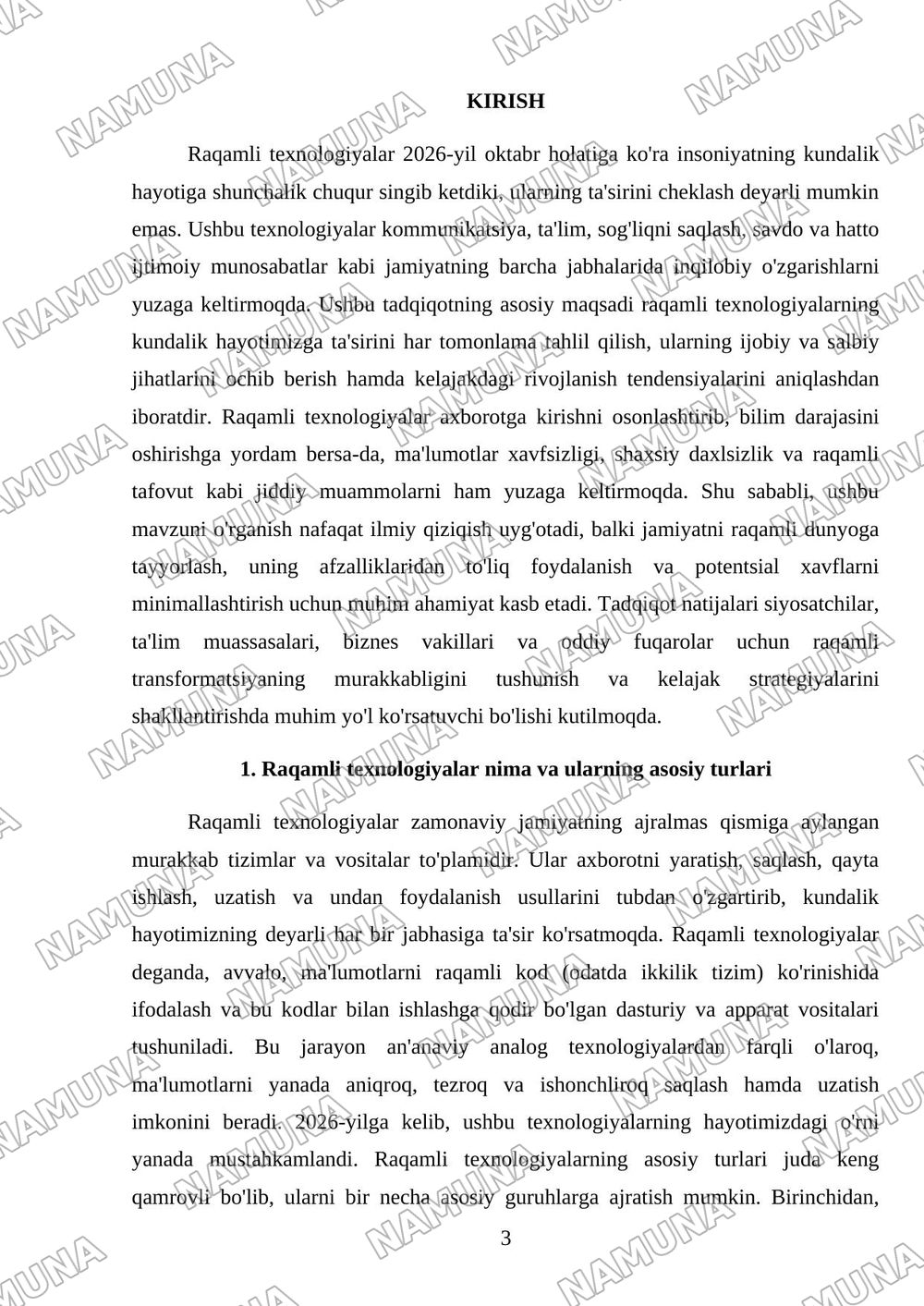 Raqamli texnologiyalarning kundalik hayotdagi o‘rni — mustaqil ish, 3-varaq