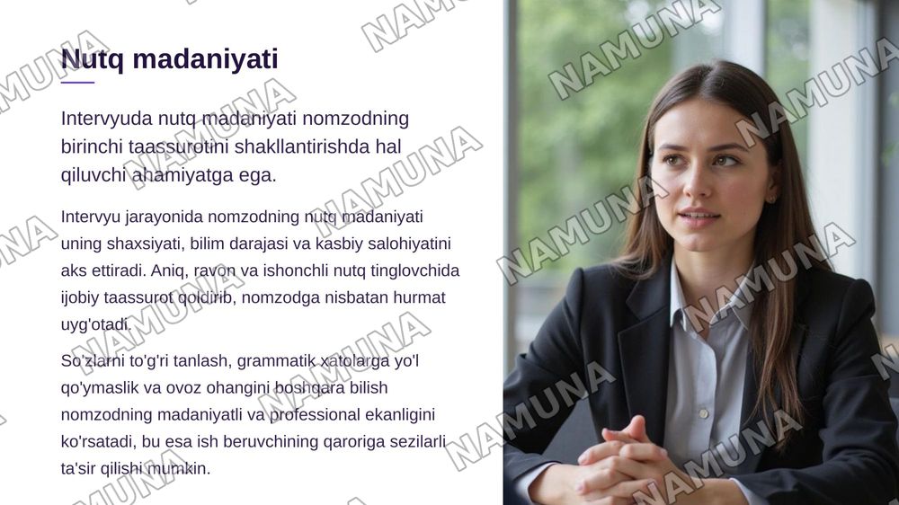 Intervyu jarayonida nutq madaniyati talablari — zamonaviy taqdimot, 3-slayd