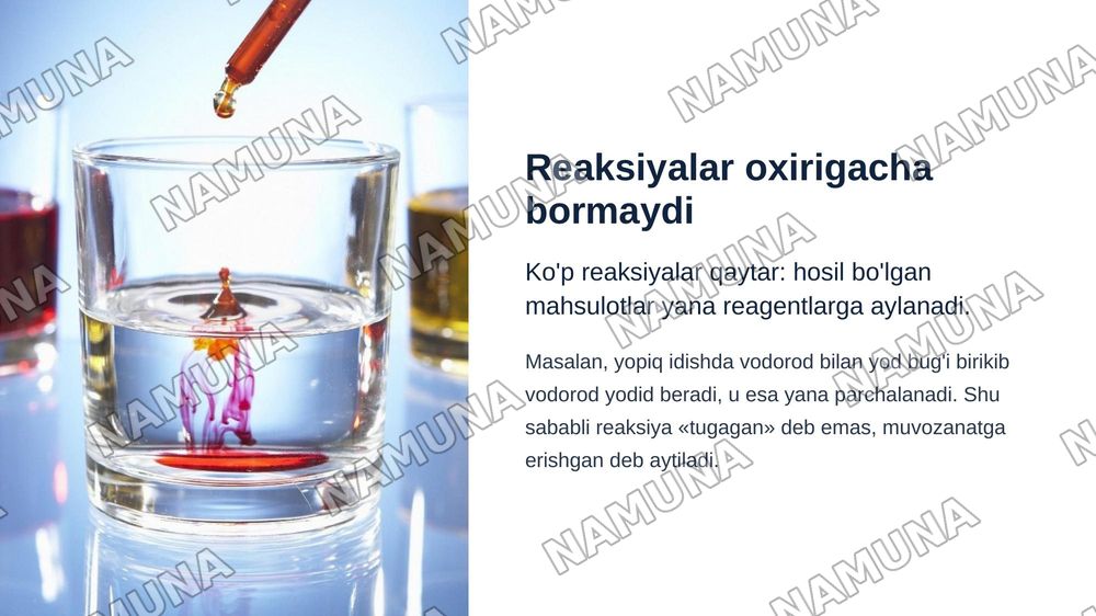 Kimyoviy muvozanat — zamonaviy taqdimot, 3-slayd