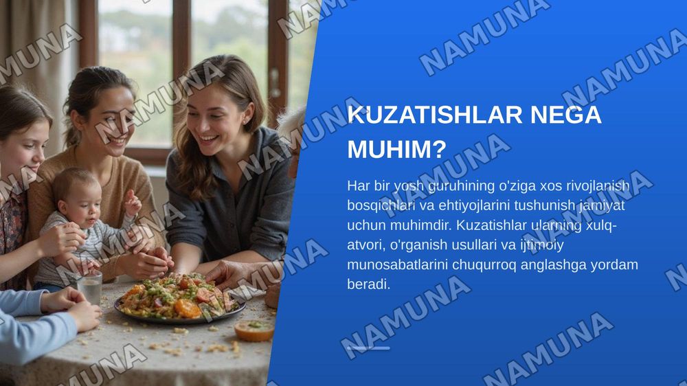 Turli  yosh guruhlarda kuzatushlarga umumiy tavsifnomalar tayyorlash — zamonaviy taqdimot, 3-slayd