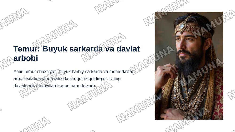 Amir Temur saltanati — zamonaviy taqdimot, 3-slayd