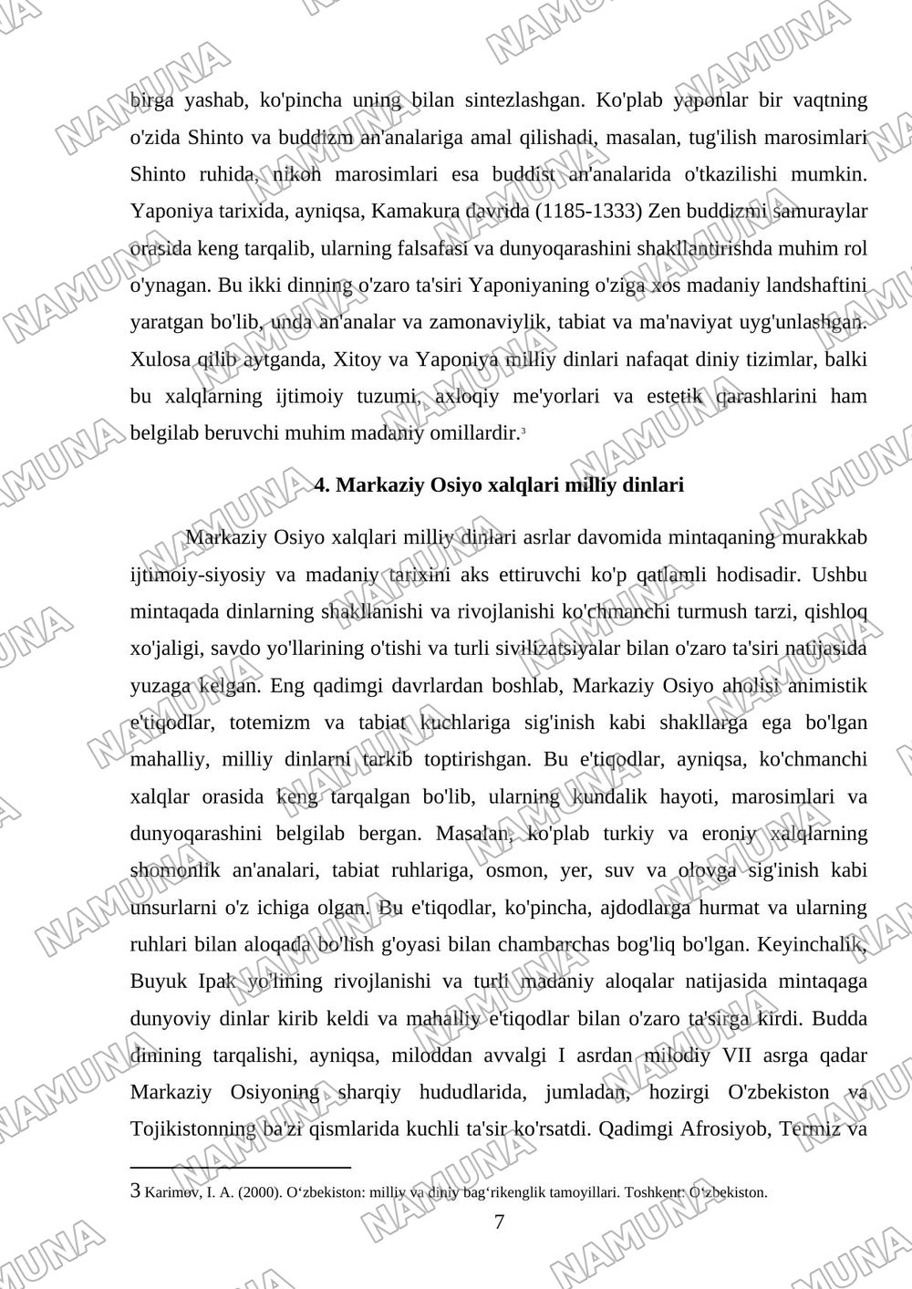 Milliy dinlar Hindiston milliy dinlari Yahudiylik Xitoy va Yaponiya milliy dinlari Markaziy Osiyo xalqlari milliy dinlari — mustaqil ish, 7-varaq