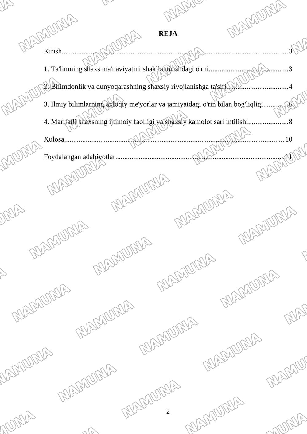 Ilim marifat fan inafatsiyaning shaxs tarbiyasiga tasiri — referat, 2-varaq