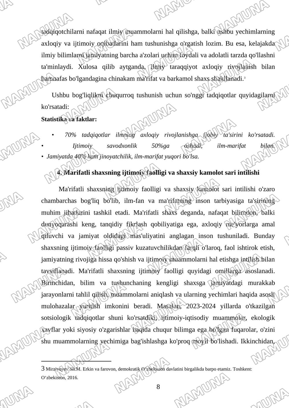Ilim marifat fan inafatsiyaning shaxs tarbiyasiga tasiri — referat, 8-varaq