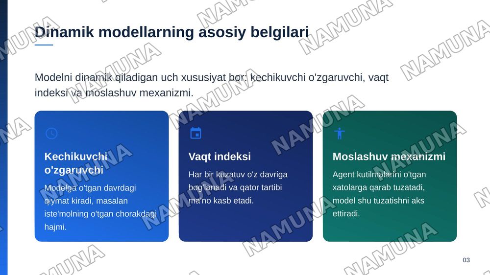 • Dinamik ekonometrik modellarning umumiy xarakteristkalari — zamonaviy taqdimot, 4-slayd