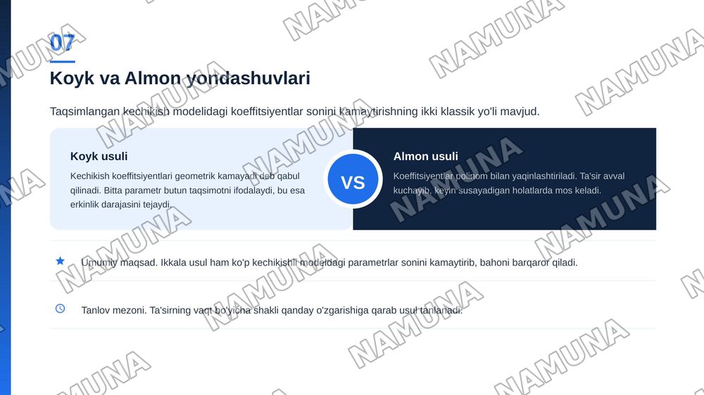 • Dinamik ekonometrik modellarning umumiy xarakteristkalari — zamonaviy taqdimot, 8-slayd